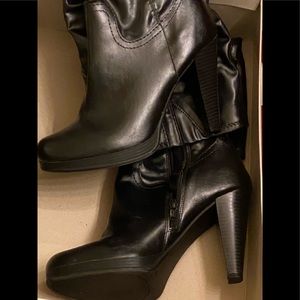 Black high heeled boots